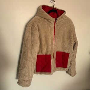 ZYIA Active hooded reversible red/tan womens outerwear jacket XL